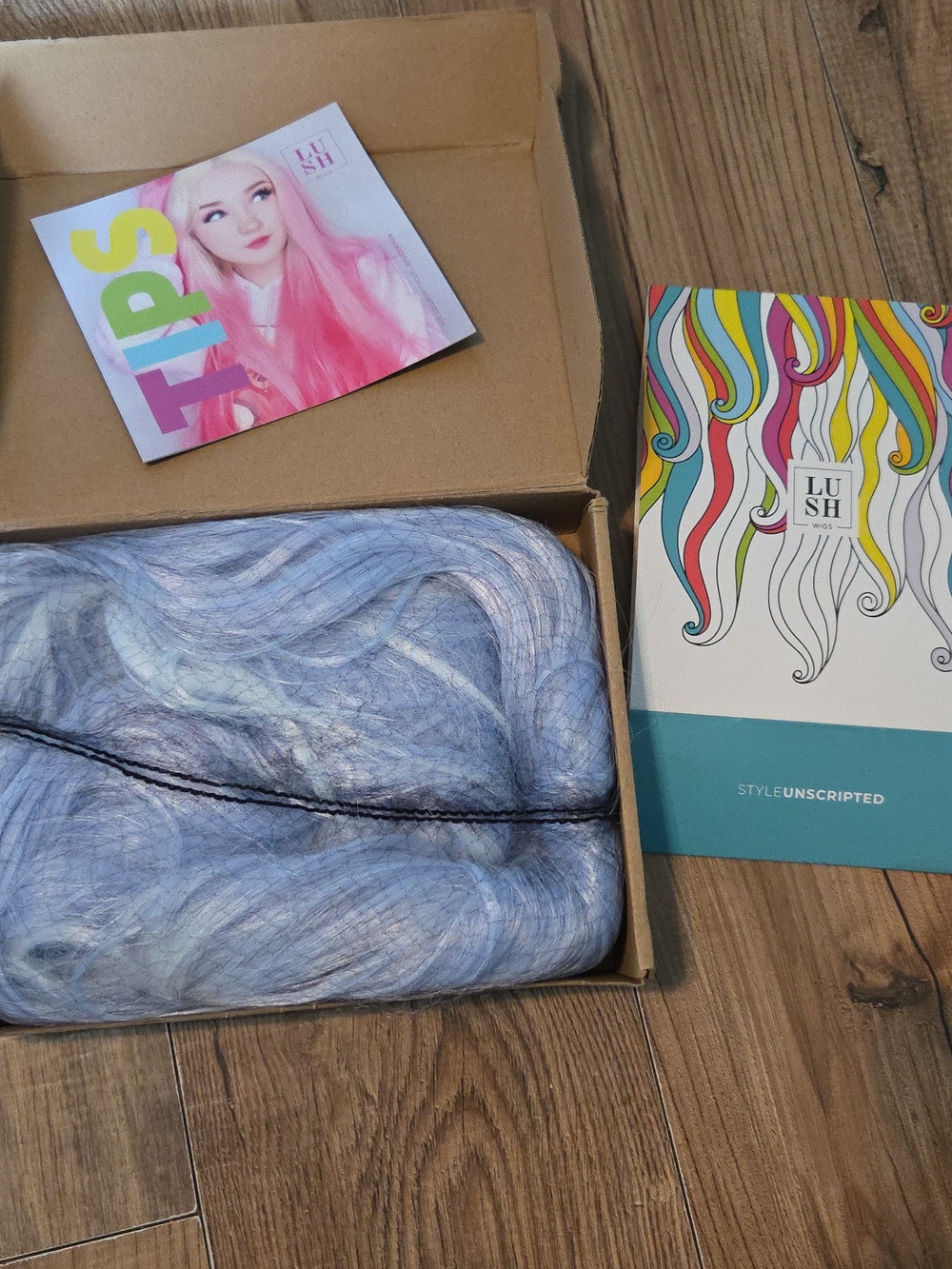 Lush Wigs | Ombre Pastel Blue White Wavy Long Length Wig - Picture 2 of 2